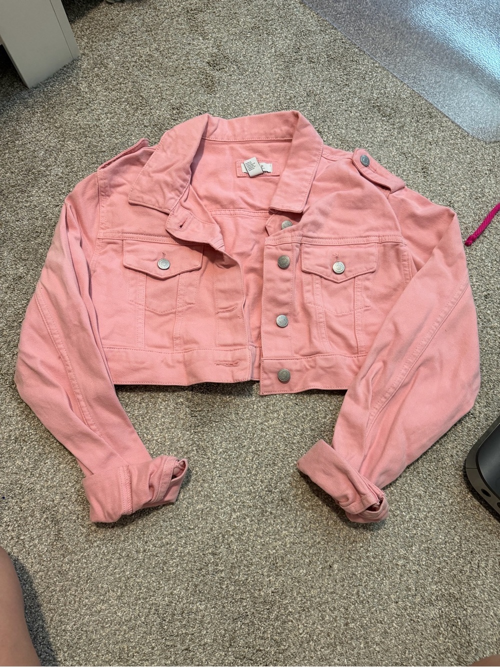 Forever 21 Cropped Pink Denim Jacket